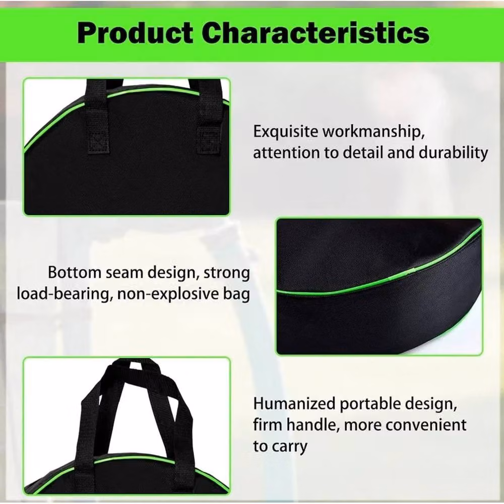 Flavora Black Fabric EV Charging Cable Storage Bag with Handles – 4