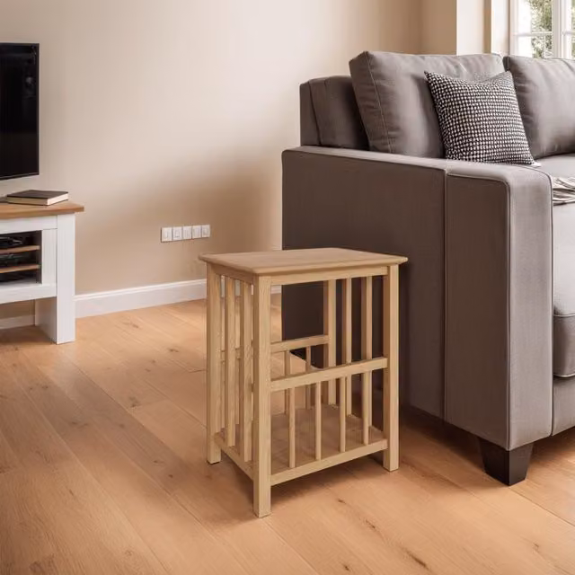 FWStyle Solid Painted Oak Magazine Table in Natural Oak