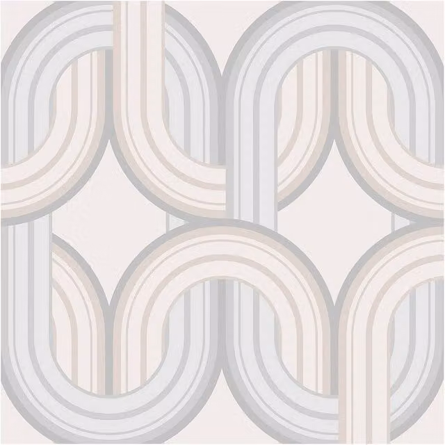 Envy In The Loop Hazy Day Grey Geometric Abstract Mid-Century Wallpaper, Width: 52 cm, Length: 1000 cm – 1