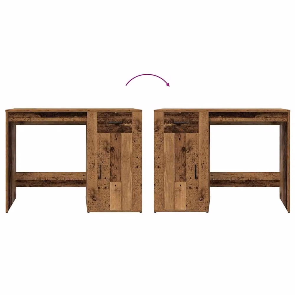 Berkfield Home Elegant Writing Desk in Brown Old Wood, W/D/H: 100 x 49 x 75 cm – 5