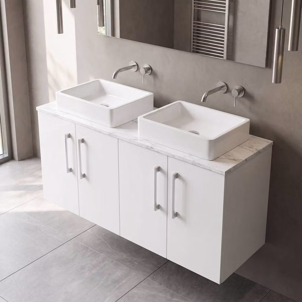 Balterley Level 1200mm Wall Hung 4 Door Bathroom Unit with Laminate Worktop in Gloss White – 2