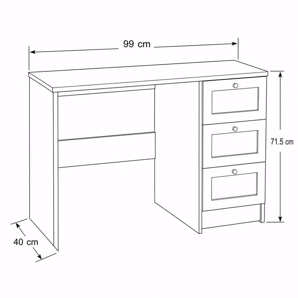 FWStyle Artus 3 Drawer Dressing Table and Makeup Vanity Desk in Beige – 2