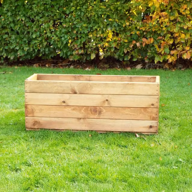 Primrose Redwood Wooden Trough Outdoor Garden Planter, Brown, Width: 78 cm