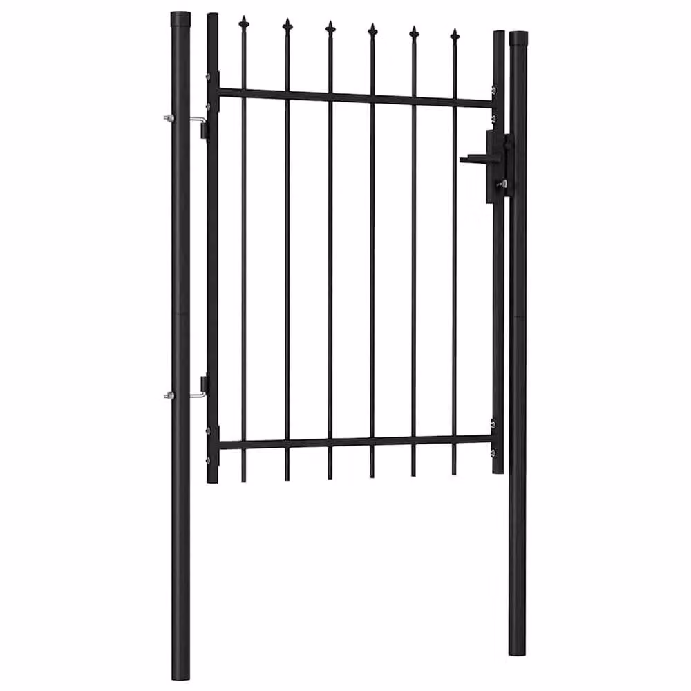 Berkfield Home Durable Steel Single Door Fence Gate with Spike Top, Black, W: 100 cm, H: 120 cm – 3