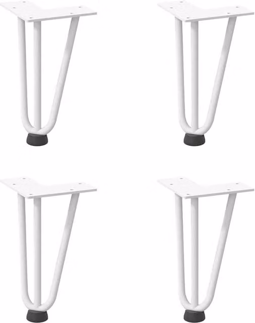 Berkfield Home Hairpin Table Legs, 4 Pieces, White Matt Solid Steel, Height: 20 cm