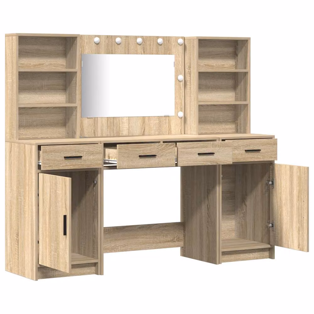 Berkfield Home Somoma Oak 3 Piece Dressing Table Set in Beige – 2