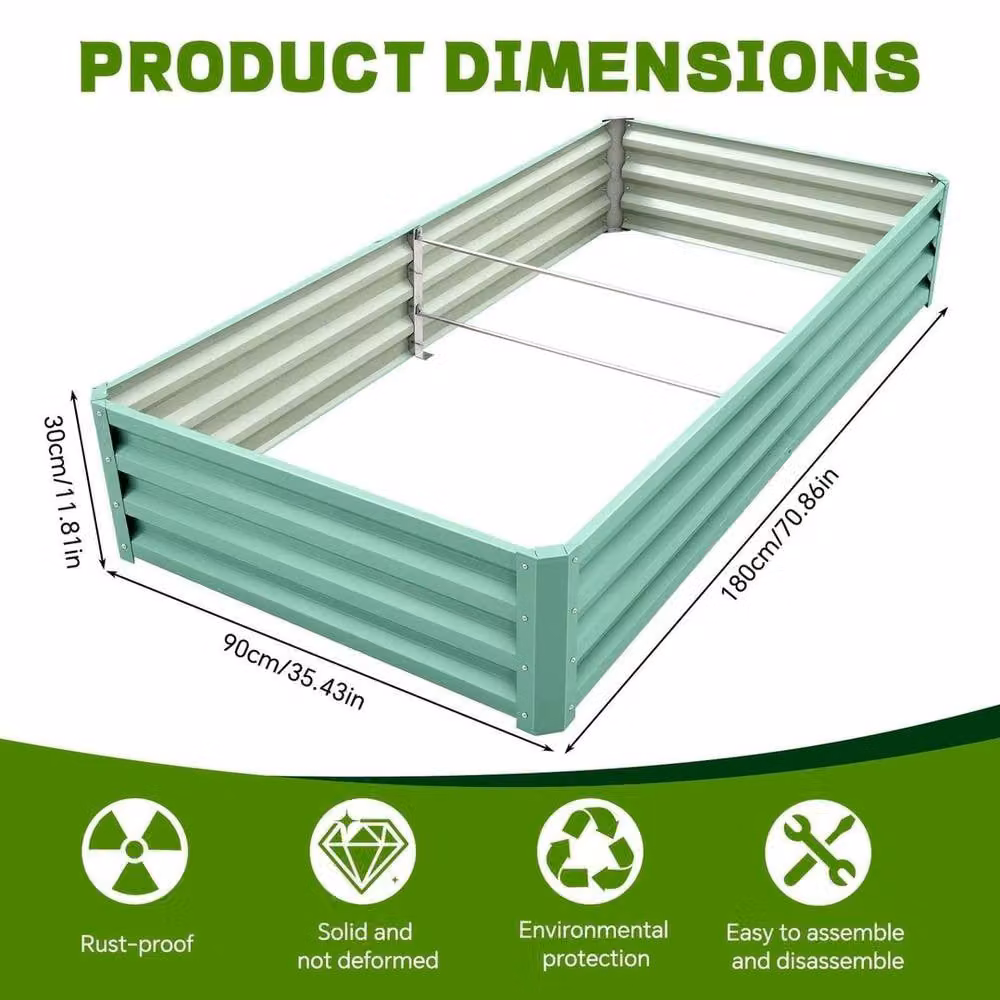 EONLION Green Galvanised Steel Raised Bed Outdoor Planter Pot – 2