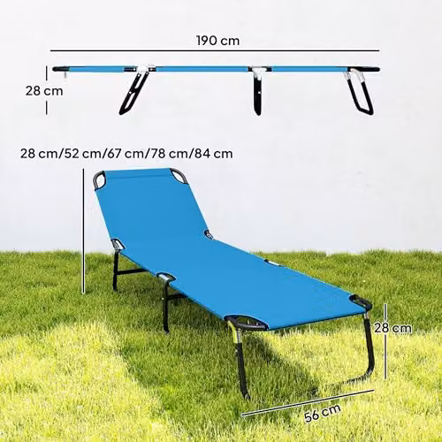 Outsunny Set of 2 Reclining Chaise Lounge Chairs in Blue – 3