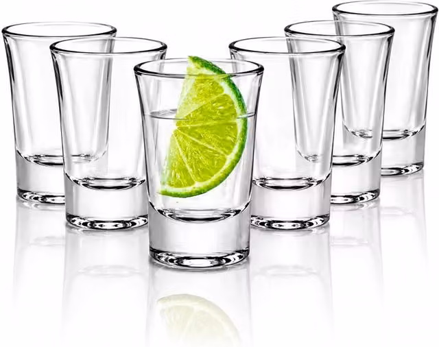 Volila Set of 6 Transparent Yellow Glass Shot Glasses, 25ml