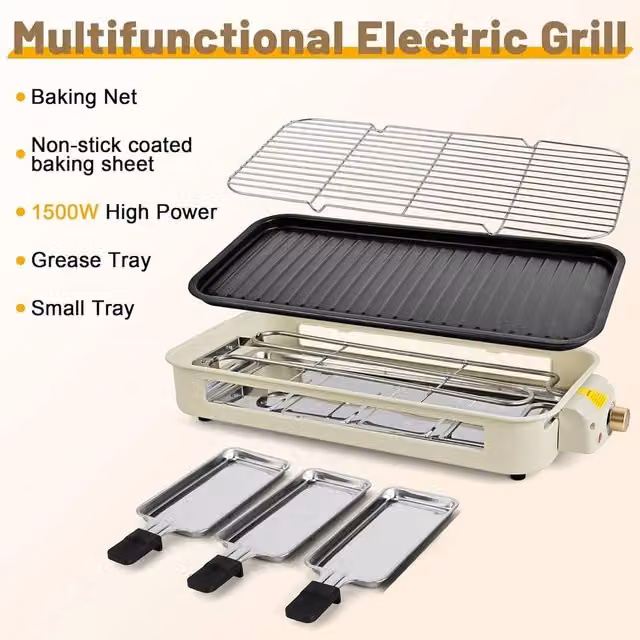 SPETLEK 1600W Electric Barbecue Grill Hot Plate, Multicolour