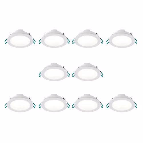 SYLVANIA SylSpot Neos 10 Pack Recessed LED Spotlights, IP65 Waterproof, 4.8W, Neutral White 4000K, White