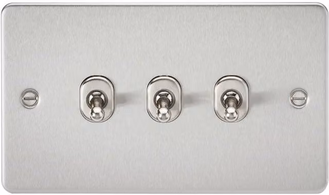 Knightsbridge FP3TOGBC Brushed Chrome 2-Way Toggle Switch with Flat Plate