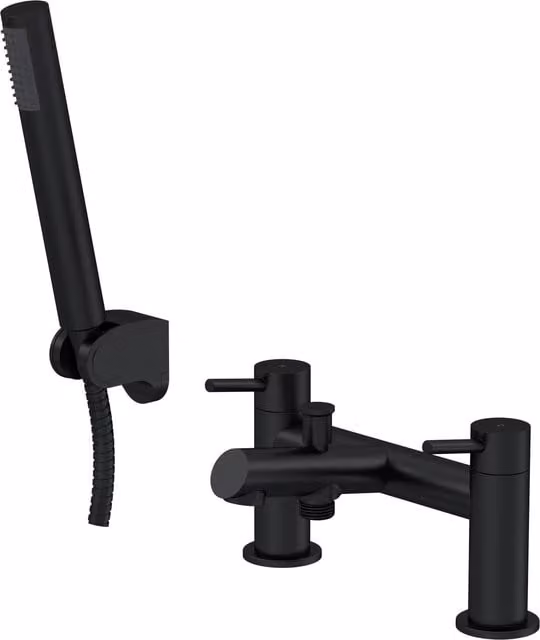 Balterley Bathroom Bath Shower Mixer Tap with Shower Kit, Matt Black Finish, 22.8 cm
