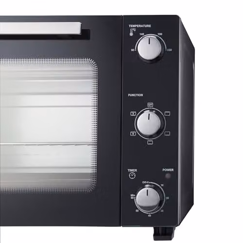 Cooks Professional 48L Mini Oven, Electric Multi-Function Countertop Cooker with Steam Assist in Black and Silver – 3
