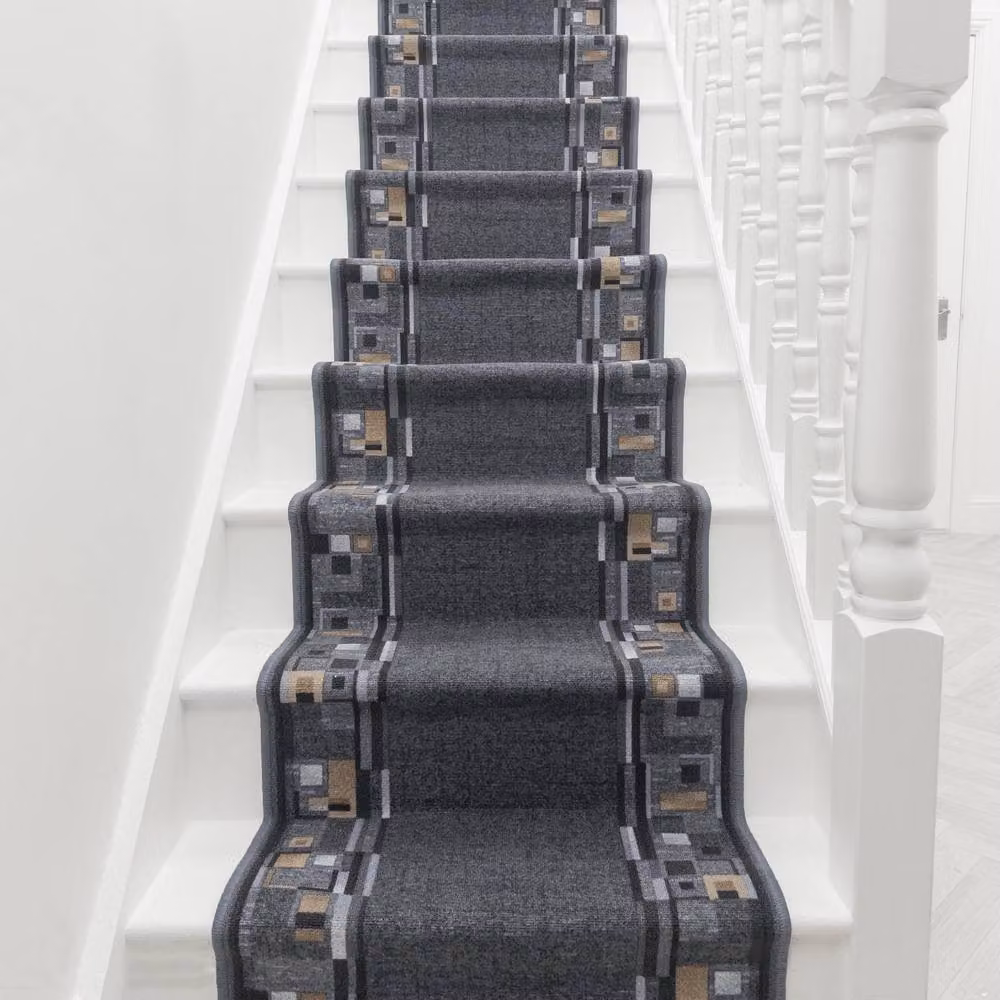 runrug Bombay Stair Runner Carpet in Dark Grey, W: 66 cm, L: 720 cm – 4