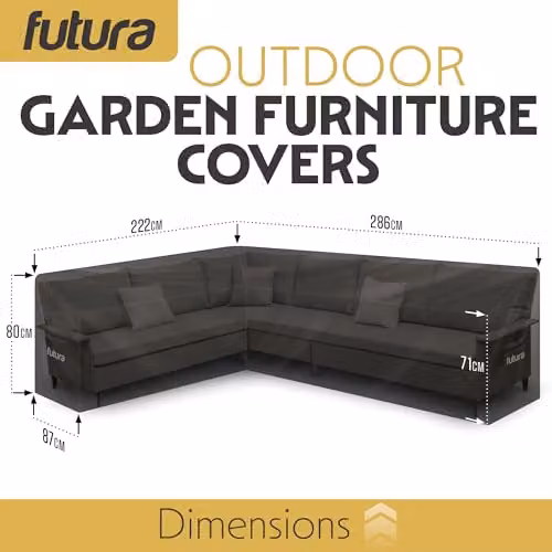 Futura Waterproof L Shaped Garden Furniture Cover in Black, 420D Oxford Fabric, W/D/H: 222 x 286 x 80 cm – 5