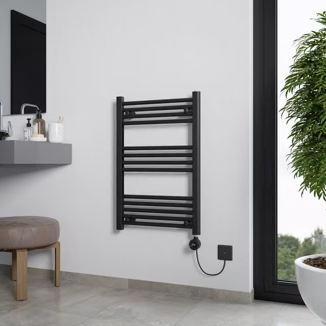 Agadon Grace Electric Towel Radiator in Black, W/H: 60 x 120 cm – 1