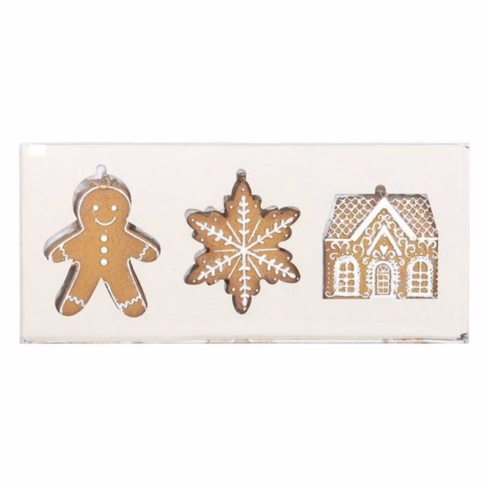 Uniqueful Set of 3 Brown Gingerbread Hanging Christmas Tree Ornaments – 2