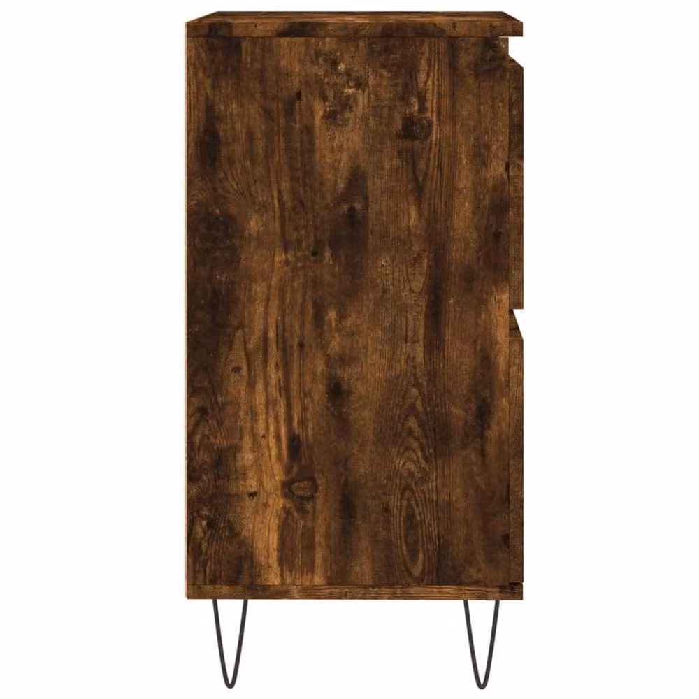 Berkfield Home Set of 2 Smoked Oak Industrial Sideboards in Brown, Engineered Wood and Metal – 5