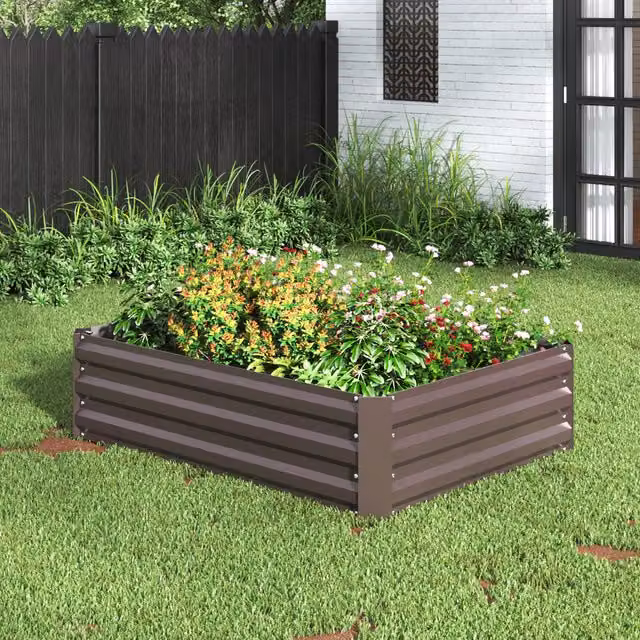 Breeins Brown Metal Raised Garden Bed W/D/H: 120 x 30 x 30 cm