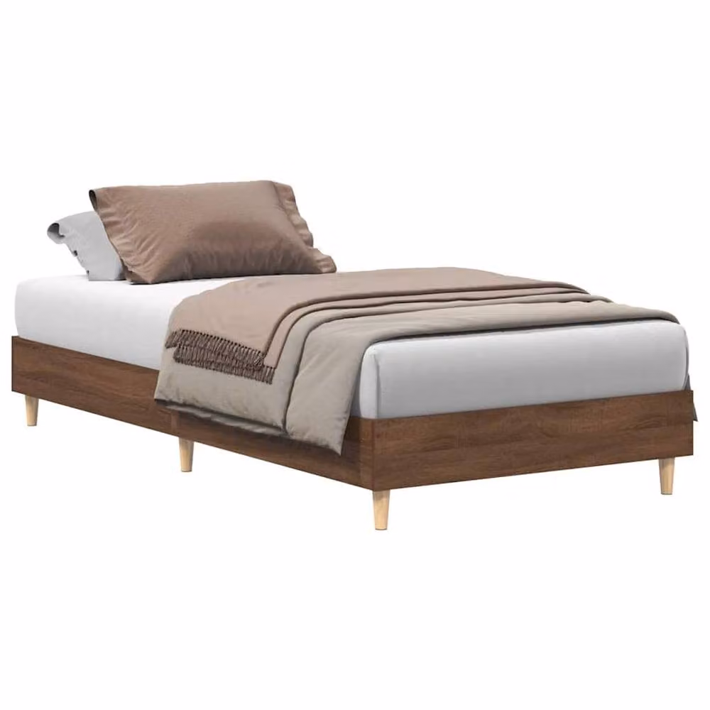 Berkfield Home Durable Bed Frame in Brown Oak, W/D/H: 100 x 200 cm – 2