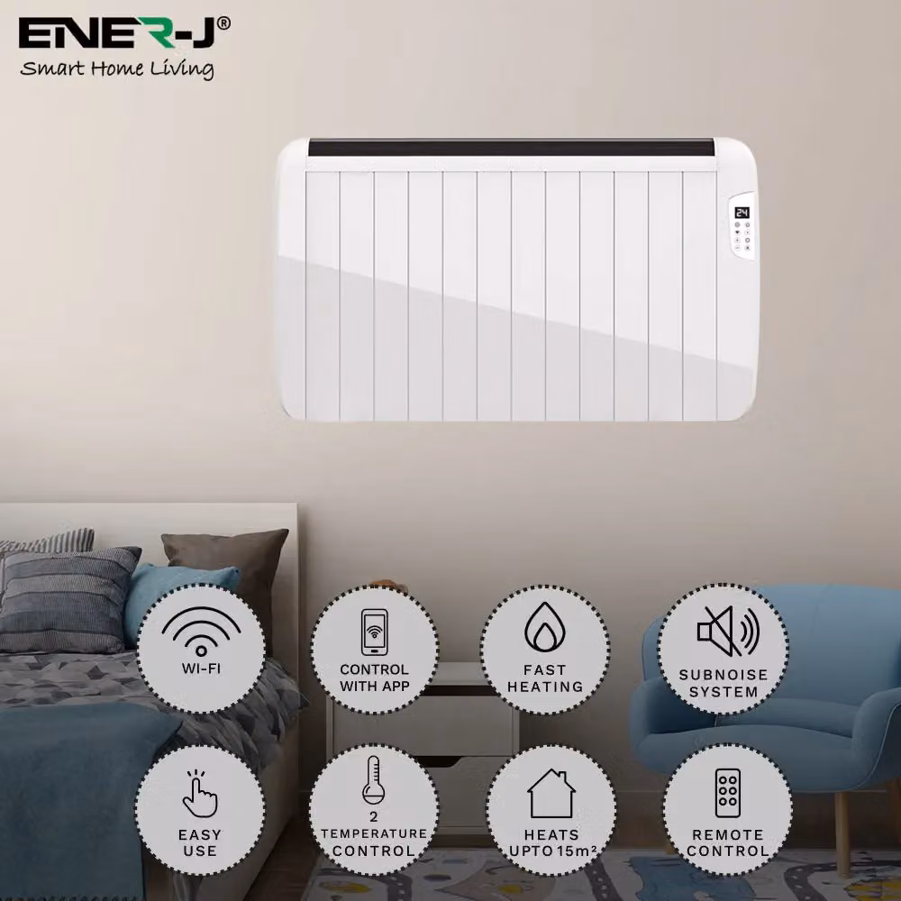 ENER-J 2000W Smart WiFi Electric Radiator Heater, White Aluminium Convector Panel, Wall Mounted, Depth: 5 cm, Height: 60 cm, Width: 58.5 cm – 3