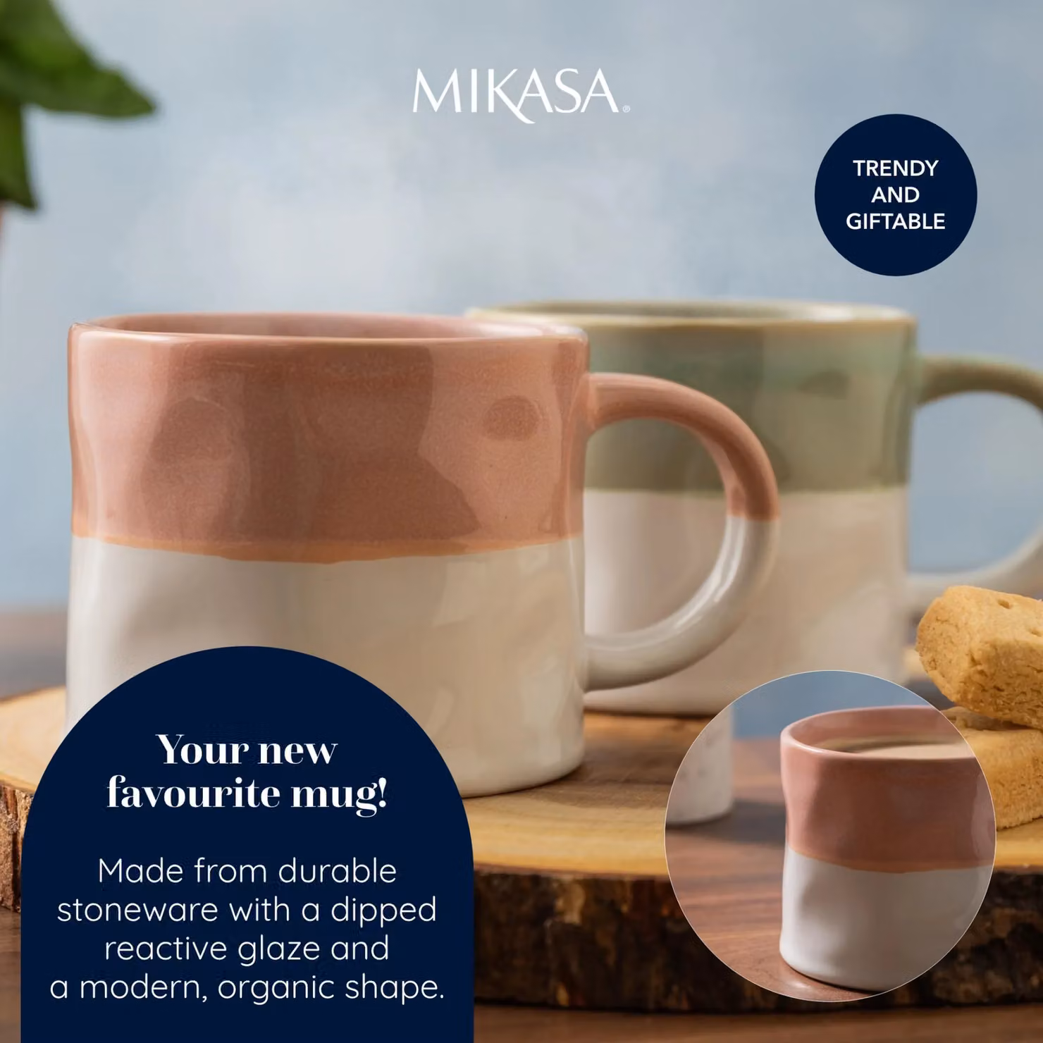 Mikasa Pink and White Ombre Stoneware Mug, 350ml – 3