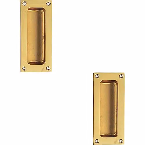 Loops 2-Pack Recessed Sliding Door Flush Pull in Polished Brass, W: 10.2 cm, H: 10.2 cm, D: 1.05 cm