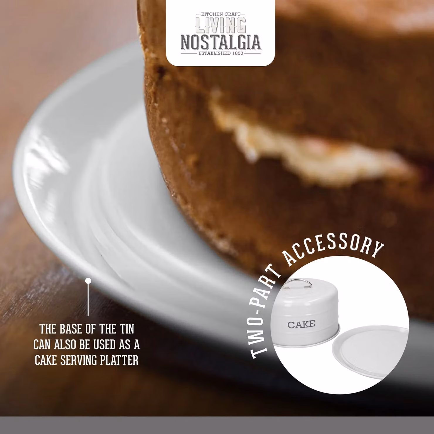 Living Nostalgia Airtight Domed Cake Tin in French Grey – 3
