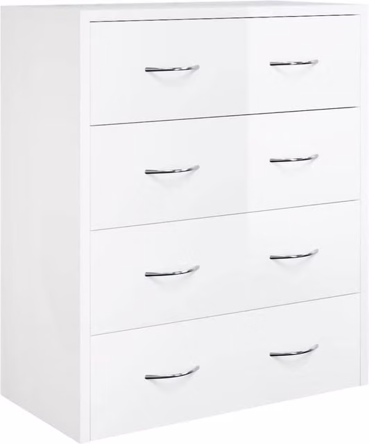 Berkfield Home Sideboard with 4 Drawers, High Gloss White, W/D/H: 60 x 30.5 x 71 cm