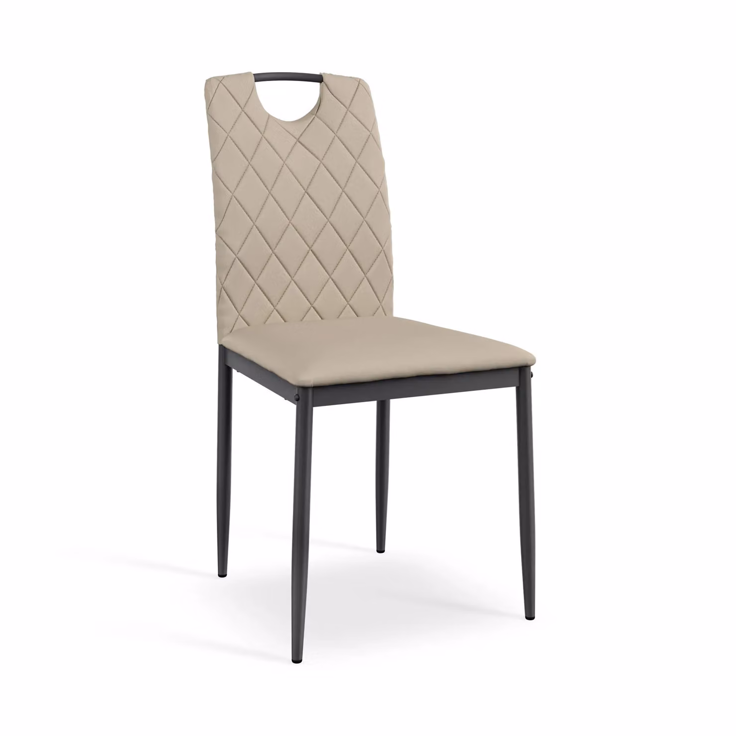 More4Homes Monza Set of 4 Faux Leather Dining Chairs in Beige with Metal Legs – 2