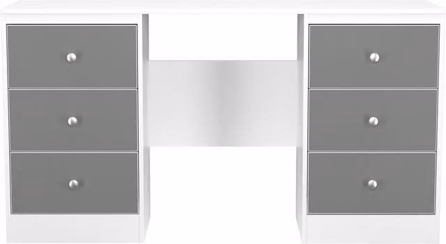 2 U Stowe Ready Assembled 6 Drawer Kneehole Desk in Mid Grey