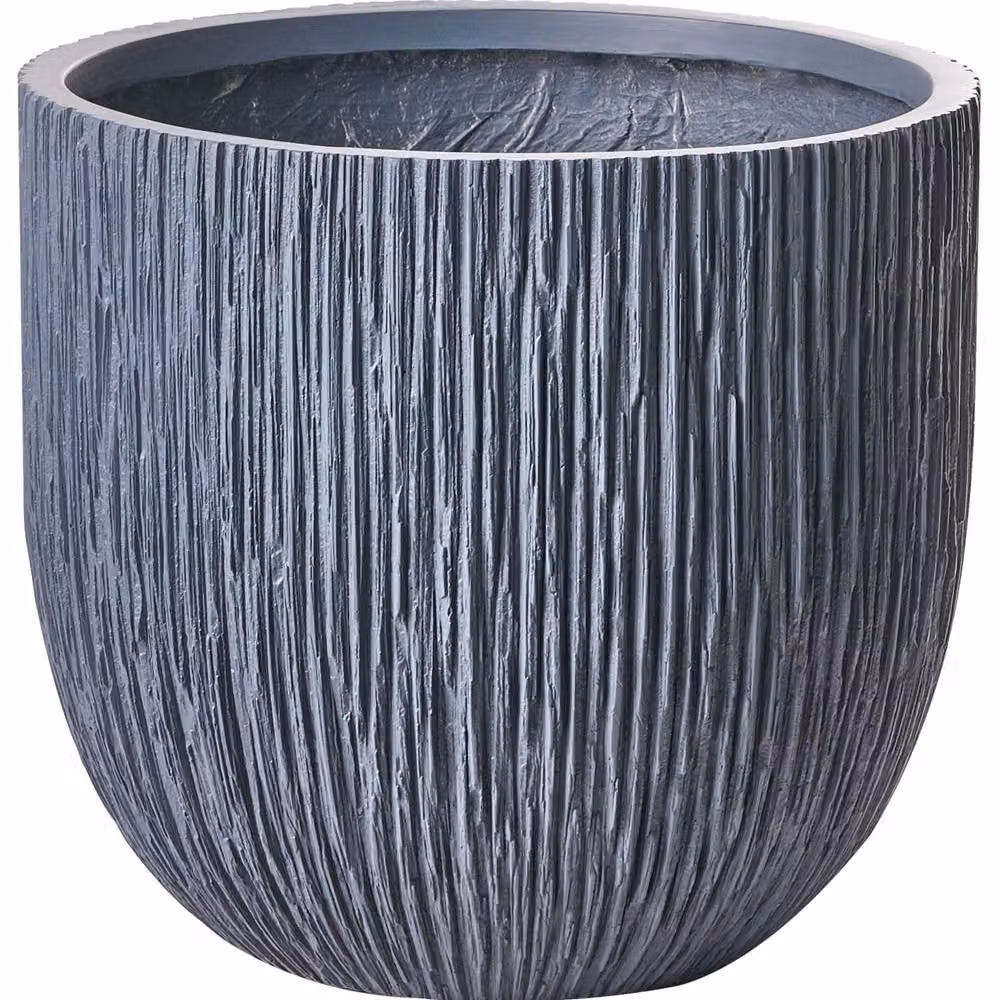 Wyld and Coco Grey Fluted Fibre Clay Flower Pot Planter, 42 cm – 2