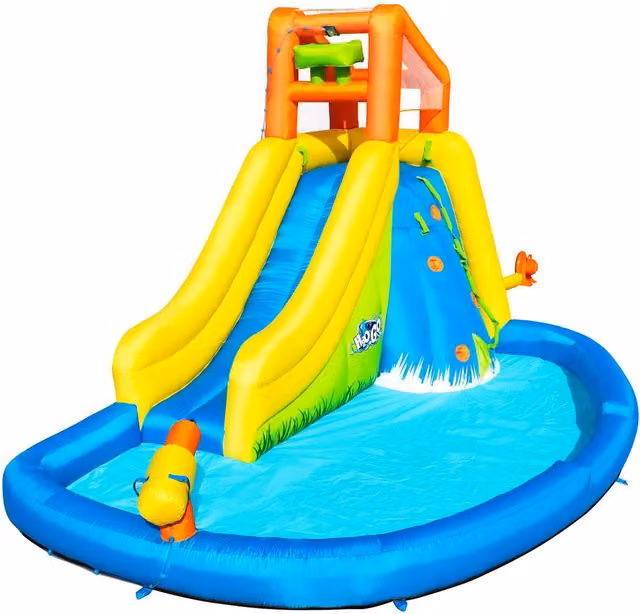 Samuel Alexander Childrens Mount Splashmore Mega Water Slide Park and Pool with Slide and Spray, Blue and Multicolour, W: 286 cm, D: 267 cm, H: 18 cm