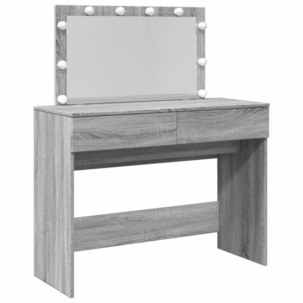 Berkfield Home Beautiful Dressing Table with LED in Grey Sonoma, W/D/H: 100 x 40 x 120 cm – 3