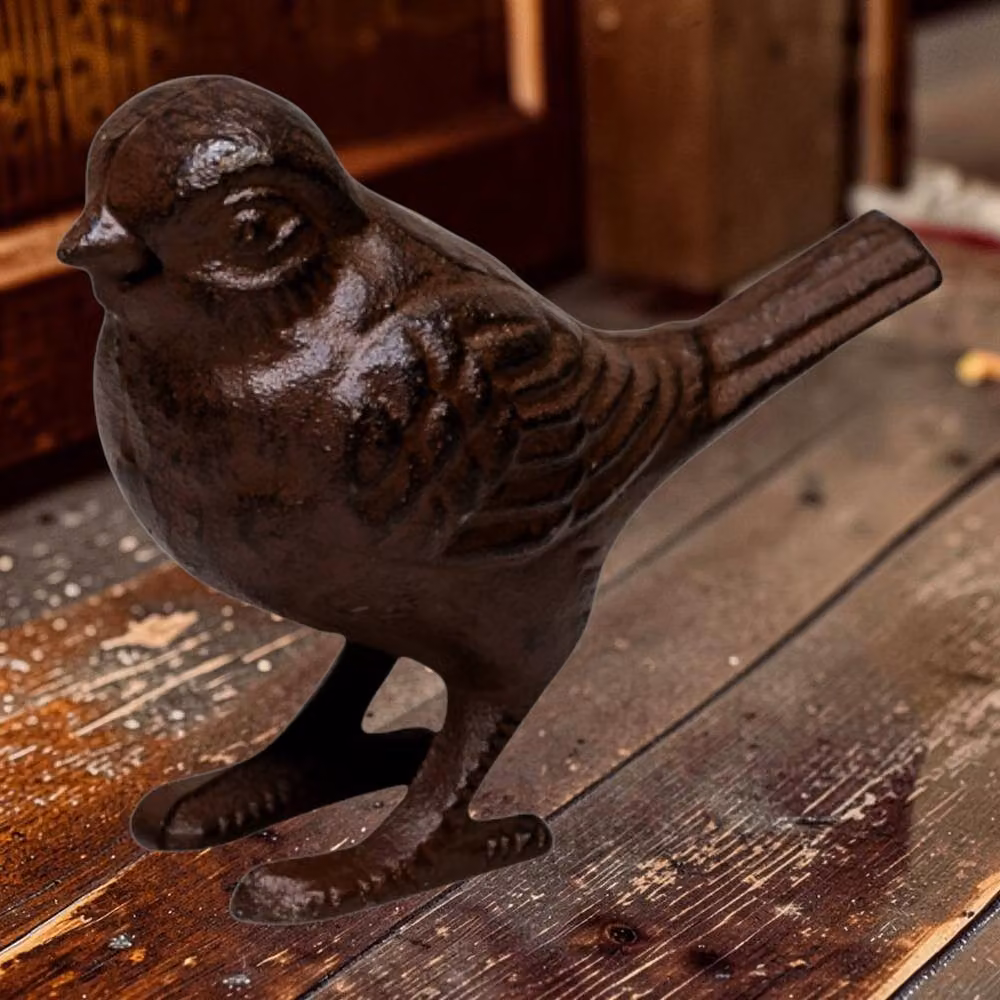 Four Candle Rustic Cast Iron Bird Garden Ornament, Brown, Height: 15 cm – 2