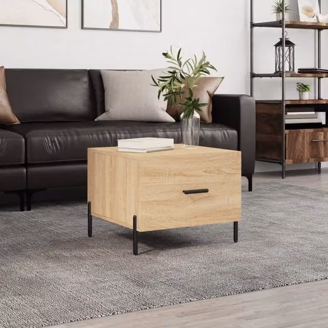 Berkfield Home Sonoma Oak Coffee Table in Brown, W/D/H: 50 x 50 x 40 cm – 1