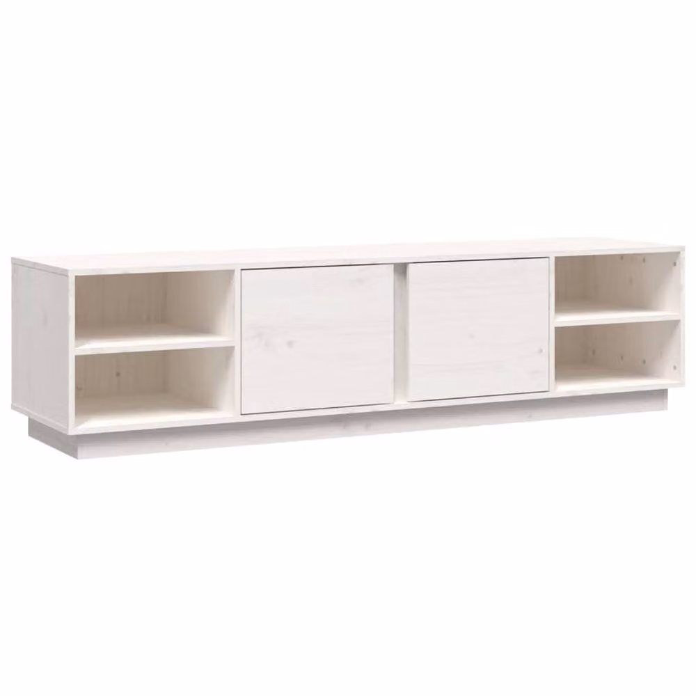 Berkfield Home White Rustic Solid Wood Pine TV Cabinet W: 156 cm, D: 40 cm, H: 40 cm – 2