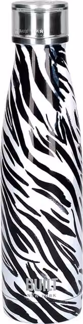 Built NY White Zebra Vacuum Insulated Stainless Steel Water Bottle, 500 ml