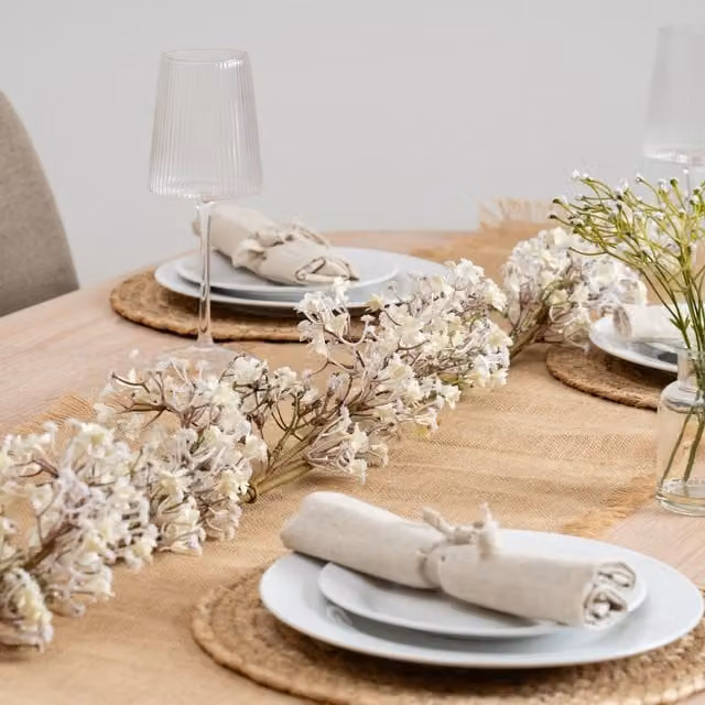Scottish Everlastings Ltd White Dried Effect Gypsophila Floral Garland, 120 cm