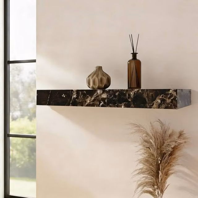 OHS Modern Brown Accent Rectangle Wall Mounted Storage Shelf