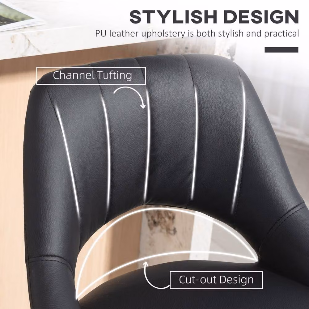 Wyld Haus Nadi Set of 2 Black Faux Leather Bar Stools with Padded Swivel Seats – 7