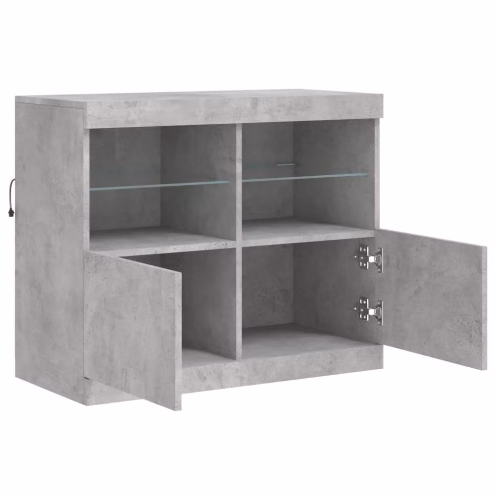 Berkfield Home Sideboard with Integrated LED Lights in Concrete Grey, W/D/H: 81 x 37 x 67 cm – 4