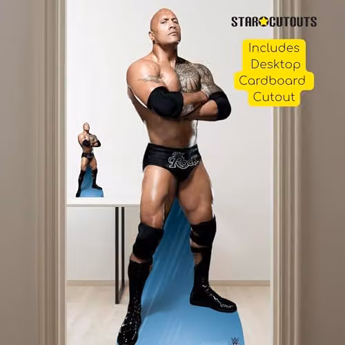 STAR CUTOUTS Dwayne Johnson The Rock Arms Folded Cardboard Cut Out, Multi-Colour, H 195 x W 74 x D 195 cm – 2