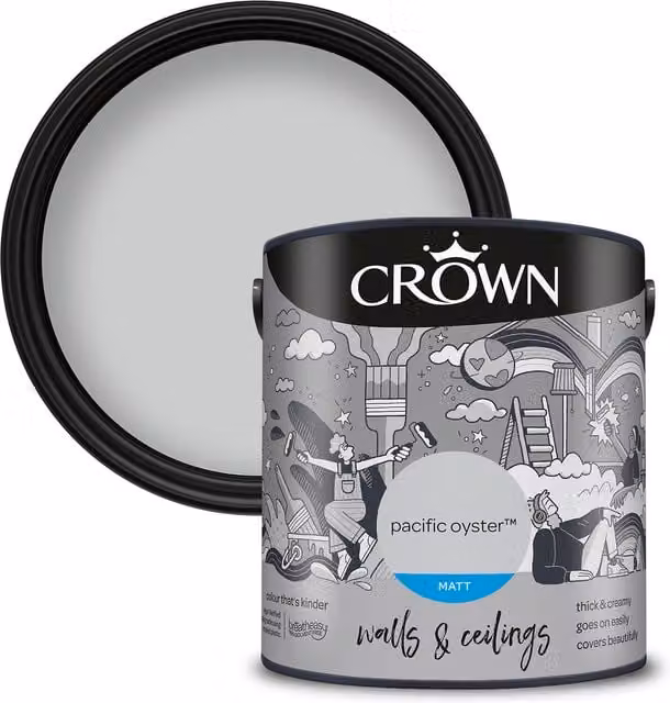 Crown Paints Matt Emulsion in Pacific Oyster, 2.5l
