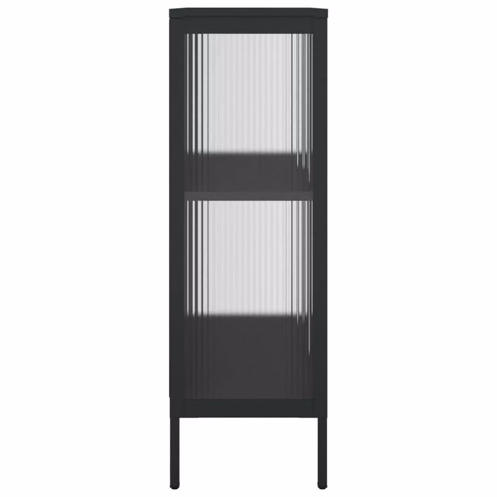 Berkfield Home Black Modern Sideboard with Glass and Steel, W/D/H: 75 x 35 x 105 cm – 4