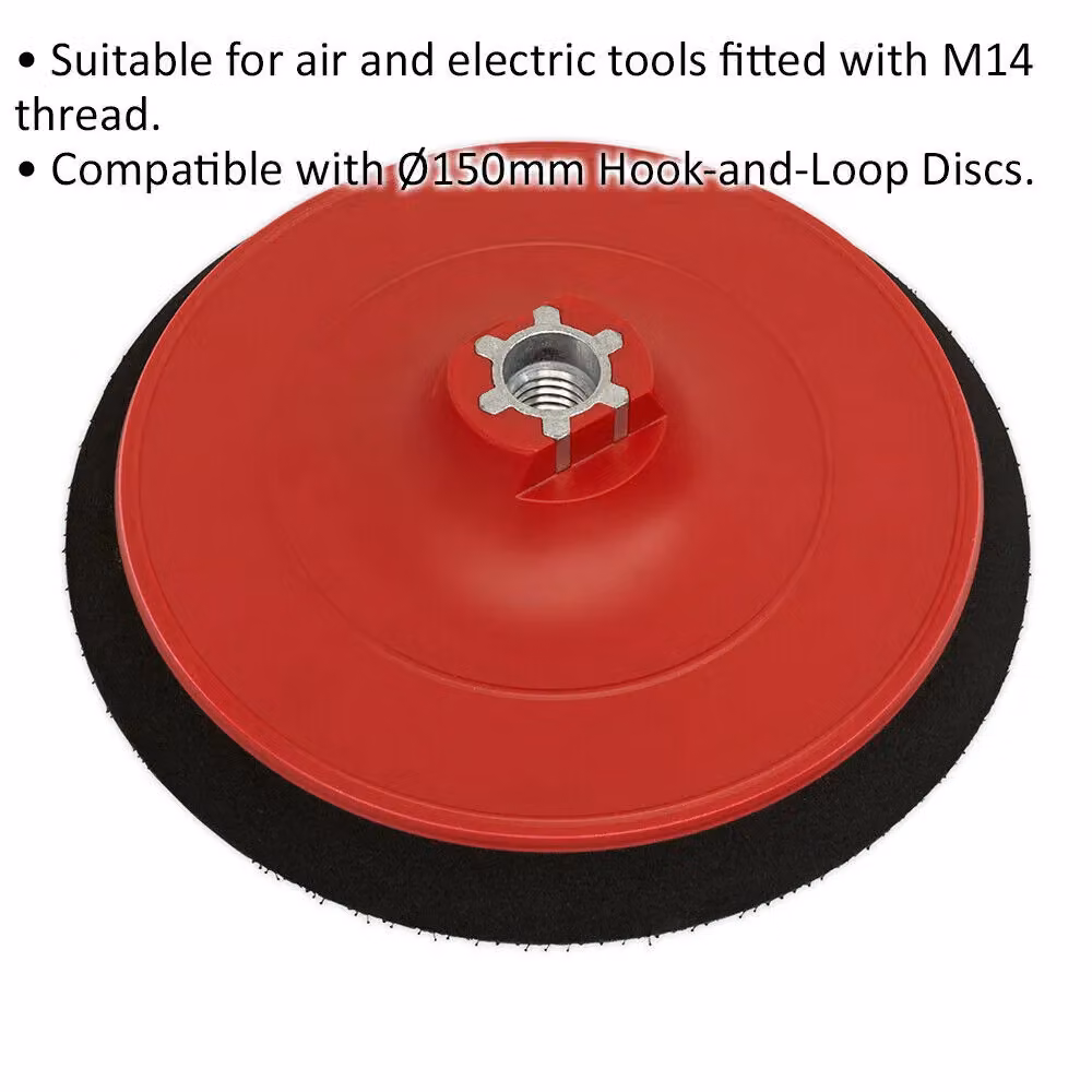 Loops 148mm DA Backing Pad for Hook and Loop Discs with M14 x 2mm Thread for Angle Grinders, Red – 2