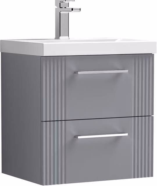 Balterley Wall Hung 2 Drawer Vanity Unit with Mid-Edge Basin, Satin Grey, Width: 50 cm – 1