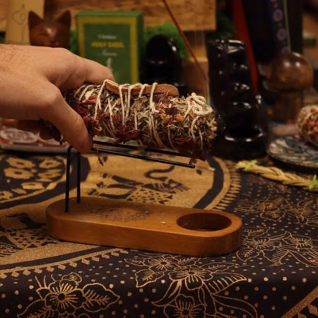 Banjara Smudge Himalayan Sage with Floral Petals in Brown and Multicolour