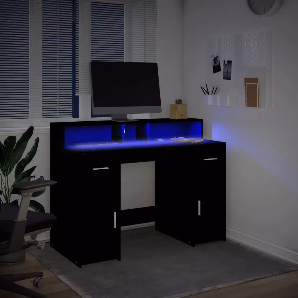 Berkfield Black Gaming Desk with LED Lights, W/D/H: 120 x 55 x 91 cm – 5
